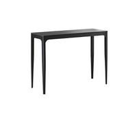 Console SLEEK plateau MDF placage céramique noir marbré piètement acier laqué anthracite 100x39xH75cm