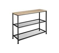 Console - TECTAKE - Console BRISTOL avec 3 étages, au style industriel en bois et acier 100 x 30 x 81 cm - Marron clair