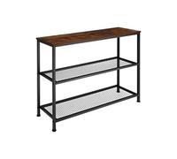 Console - TECTAKE - Console BRISTOL avec 3 étages, au style industriel en bois et acier 100 x 30 x 81 cm - Marron foncé