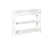 HOMCOM Table de console meuble console table d'entrée style néo-rétro 2 tiroirs 2 étagères dim. 100L x 30.5l x 80H cm en bois Blanc