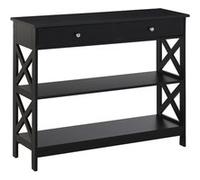 HomCom Table console Style drapier néo-rétro 2 tiroirs 2 étagères MDF 100×30.5×80 cm Noir