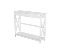 Console style table de drapier néo-rétro tiroir + étagère dim. 100L x 30l x 81H cm MDF blanc