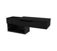 Vente-unique - Console Suspendue avec 1 tiroir et 2 niches - Effet marbre Noir - DAREKA