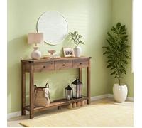 Console, Table d'Entrée avec 3 Tiroirs et Étagère de Rangement, pour Entrée, Salon, Style Campagnard, Marron