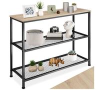 Console - TECTAKE - Console BRISTOL avec 3 étages, au style industriel en bois et acier 100 x 30 x 81 cm - Marron clair