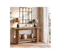 Console Tribesigns Bois massif étroite avec étagère 140x30x80 cm Marron