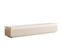 Console TV À Panneau Cannelé Finition Crème, Meuble TV Moderne À Deux Couleurs, Détail Anti-collision, Mobilier de Salon D'appartement(White,62.9IN_WITH LIGHTS)