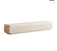 Console TV À Panneau Cannelé Finition Crème, Meuble TV Moderne À Deux Couleurs, Détail Anti-collision, Mobilier de Salon D'appartement(White,70.9IN_WITHOUT LIGHTS)