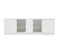Console TV en MDF, Blanc, Laqué, LED, 160x40x52 cm