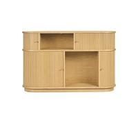 Console vintage en bois clair chêne avec portes coulissantes L120 cm EPIC