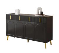 Consoles 140/38/82 cm noir en MDF avec 4 portes 4 tiroirs et étagères réglables