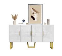 Consoles 150/40/82 cm blanc en MDF et panneaux de particules à étagères réglables