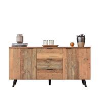 Consoles TV 140/35/70 cm brun antique en panneaux de particules avec étagères réglables