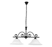 Consommation noire mate solide-plafonnier 2 x 11 w avec éléments en verre albâtre plafonnier de style maison de campagne