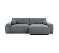 Constance - Canapé d'angle réversible 4 places convertible avec coffre en tissu - Gris