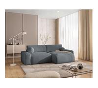 Constance - Canapé d'angle réversible 4 places convertible avec coffre en tissu - Gris