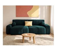 Constance - Canapé d'angle réversible 4 places convertible avec coffre en velours relief - Vert