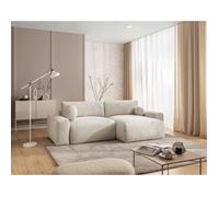 Constance - Canapé d'angle réversible 4 places convertible avec coffre en velours texturé - Beige