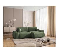 Constance - Canapé d'angle réversible 4 places convertible avec coffre en velours texturé - Vert
