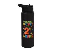 Construire mon chemin vers le 100e jour d'école de 2e année Brick Stainless Steel Insulated Water Bottle