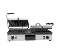 Contact-Grill Double 220-240v 50/60hz 3,5kw Plaque Inférieure Rainurée, Plaques Supérieures Rainurée