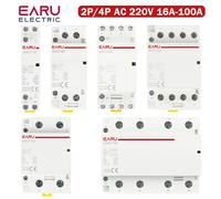 Contacteur modulaire AC domestique sur rail DIN 2P 4P 16A 20A 25A 32A 40A 50A 63A 100A AC 220V pour DIY, maison intelligente et hôtel 4P Contactor