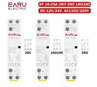 Contacteur modulaire domestique à montage sur rail DIN pour maison intelligente, DC 12V/24V AC 110V/220V 50/60Hz 2P 16A 20A 25A 2NO 2NC 1NO1NC AC 110V