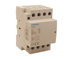 Contacteur modulaire triphasé 4P 4NO, 63A 380V AC, 3 modules DIN, certifié IEC61095 IEC60947-4-1, IP20, série HC-463 Professionnel