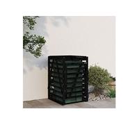 vidaXL Box pour poubelles 84x90x128,5 cm Noir Pin massif avec porte et roulettes