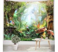 Conte de Fées Forêt Tapisserie Murale pour Chambre D'enfants, Nature Paysage Tenture Murale Champignon Tissu Mural Tapestry pour