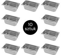 Contenant GN pour repas traiteur en acier inoxydable 1/4 Mega-M 265 x 162 x 100 mm, lot de 10 pièces.