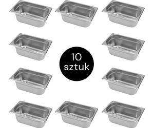 Contenant GN pour repas traiteur en acier inoxydable 1/4 Mega-M 265 x 162 x 100 mm, lot de 10 pièces.