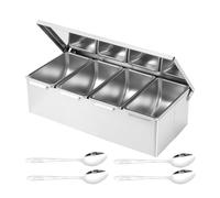 Contenants à épices en acier inoxydable avec couvercles Conteneur de sucre | Distributeur de sel avec plateau pour cuisiniers à domicile, amateurs de cuisine, parents, placard de cuisine, camping-car