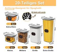 Contenants de stockage - Ensemble de 20 pièces - Plastique transparent - Couvercles hermétiques - Résistant à l'humidité - Pour les bonbons, les noix et les épices