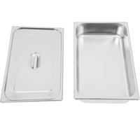 Contenants Gastronorm - Contenants de table pour cuisson vapeur avec couvercle - Coffret de 4 pièces, 7,5L - Acier inoxydable 201 - 32,5 x 26,5 x 10 cm - Épaisseur de paroi : 0,8 mm - Argenté