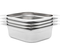 Contenants Gastronorm en acier inoxydable, format GN 1/2, hauteur 100 mm, lot de 4, empilables, pour buffets chauds, bains-marie, plats de service, restaurants, buffets et services de traiteur