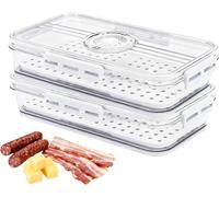 Contenants pour fromage et charcuterie - Boîtes de conservation pour aliments - Pour conserver les aliments plus longtemps - Avec fonction minuterie - Lot de 2 - Transparent