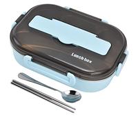 Conteneur à bento, boîte à lunch plateau amovible garder au chaud fonction plastique de qualité alimentaire léger portable isolé boîte à lunch(Bleu)