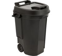 Conteneur à déchets 110 L avec couvercle - mobile avec roulettes - poubelle stable et robuste en noir