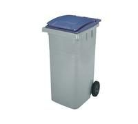 Conteneur à déchets 120 litres tri sélectif 2 roues - couvercle bleu