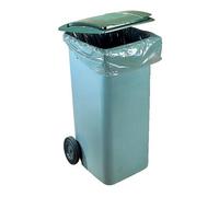 Conteneur à déchets 120 litres tri sélectif 2 roues - couvercle vert