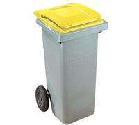 Conteneur à déchets 120 litres tri sélectif 2 roues - couvercle jaune