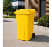 Conteneur à déchets 240 L - Jaune - 2 roues silencieuses - PEHD haute résistance
