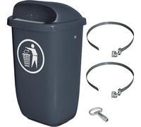 Conteneur à déchets d'extérieur de 50 litres - Résistant aux intempéries, avec sangle de serrage et couvercle verrouillable