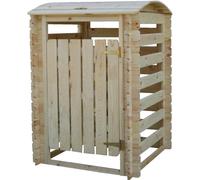 Conteneur à déchets en bois pour 1 conteneur, bois massif TIMBELA M606-1, conteneur à déchets en bois avec paroi arrière boîte de rangement
