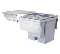 Conteneur à déchets Hailo, référence 3619621, système coulissant Euro-Cargo, capacité 2 x 38 litres + 12 litres + 2,5 litres, couleur gris clair