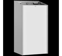 Conteneur à déchets KWC, modèle EXOS, en acier inoxydable, avec pédale, dimensions 300x573x250 mm, façade en verre trempé blanc, capacité 30 litres