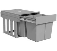 Conteneur à déchets - Poubelle coulissante pour cuisine - 31 l - 15 l + 2 x 8 l - Système de fermeture en douceur - Bac amovible - Pour meubles de 40 cm de large - Gris clair