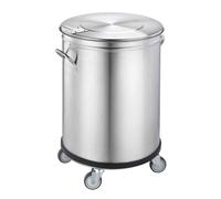 Conteneur à déchets Saro sur roulettes avec couvercle, 90 litres, en acier inoxydable, 201