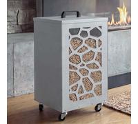 Conteneur à granulés HWC-Q30, bac à granulés, boîte de rangement pour, par exemple, l'alimentation animale, pieds en roulettes, dimensions : 64 x 36 x 36 cm, couleur : blanc/gris clair